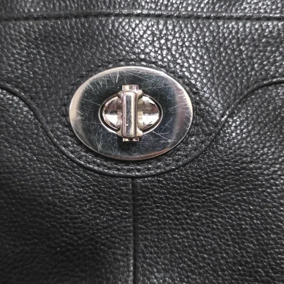 Coach Y2K Penelope Pebbled Leather Satchel Shoulder Bag Black Turnlock - Picture 3 of 13